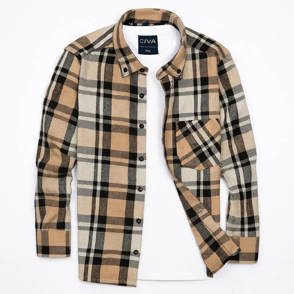 پیراهن پشمی مردانه یقه کراواتی - Thumbnail 1